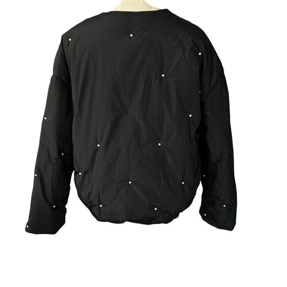 Sleeper Faux Pearl Puffer Cropped Jacket‎ Black Size S/M - Picture 4 of 10